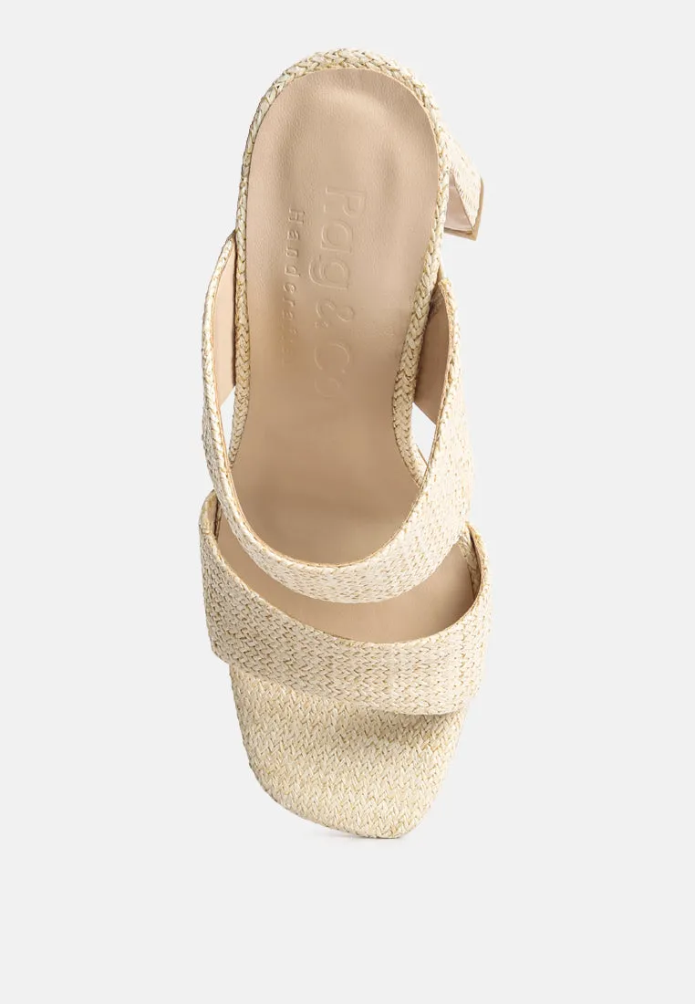 Alodia Slim Block Heel Sandals In Natural