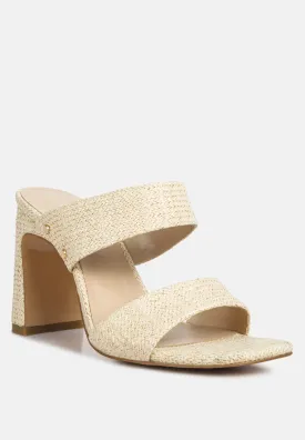 Alodia Slim Block Heel Sandals In Natural