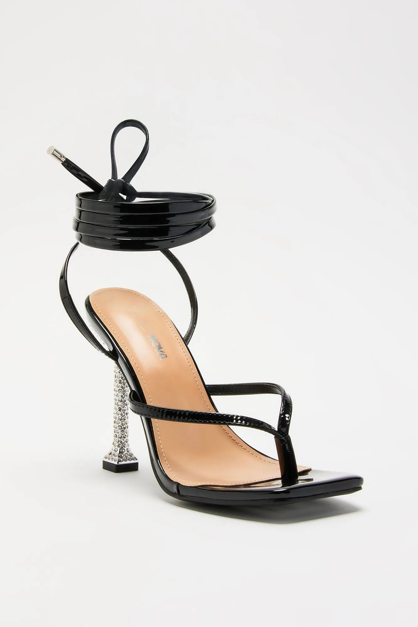 Amozae-Analise Wrap Up Heeled Sandals - Black