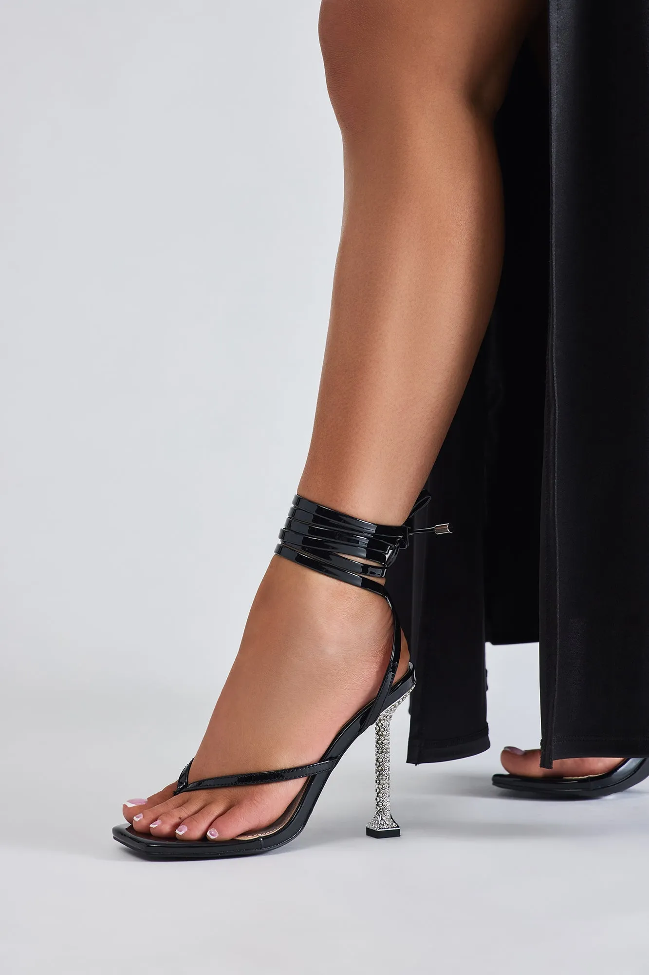 Amozae-Analise Wrap Up Heeled Sandals - Black