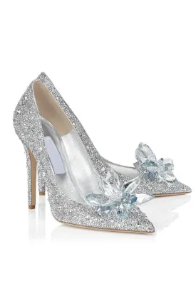 Amozae-Pointed-toe Glitter Crystal High Heel