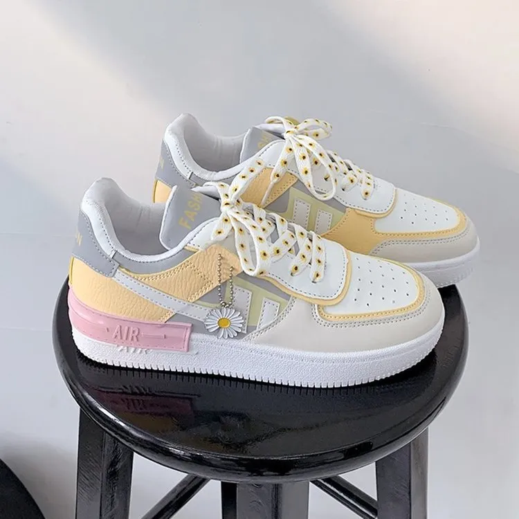 Amozae Women Sneakers White Pink Tennis Cute Lovely Girl Casual Shoes Female Student Blue Low Top Platform Flats Ladies Vulcanize Shoes