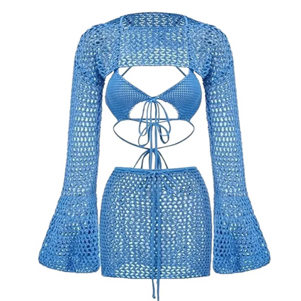 Beach Girl Crochet Top & Skirt Set