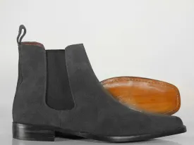 Bespoke Ankle High Black Chelsea Suede Boot