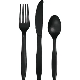 Black Assorted Plastic Cutlery (24/Pkg)