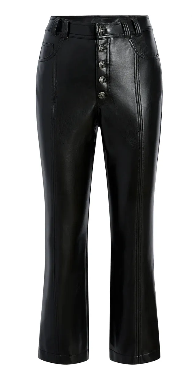 Cizp5872 Cropped Faux Leather Pants