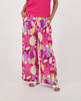 Colour Pop Abstract Print Linen Wide Leg Pant