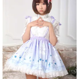 Cute Mori Girl Short Lolita Jumper Skirt Pegasus Printed Pleated A line Skirt for Women