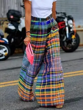 Full Size Plaid Wide Leg Pants