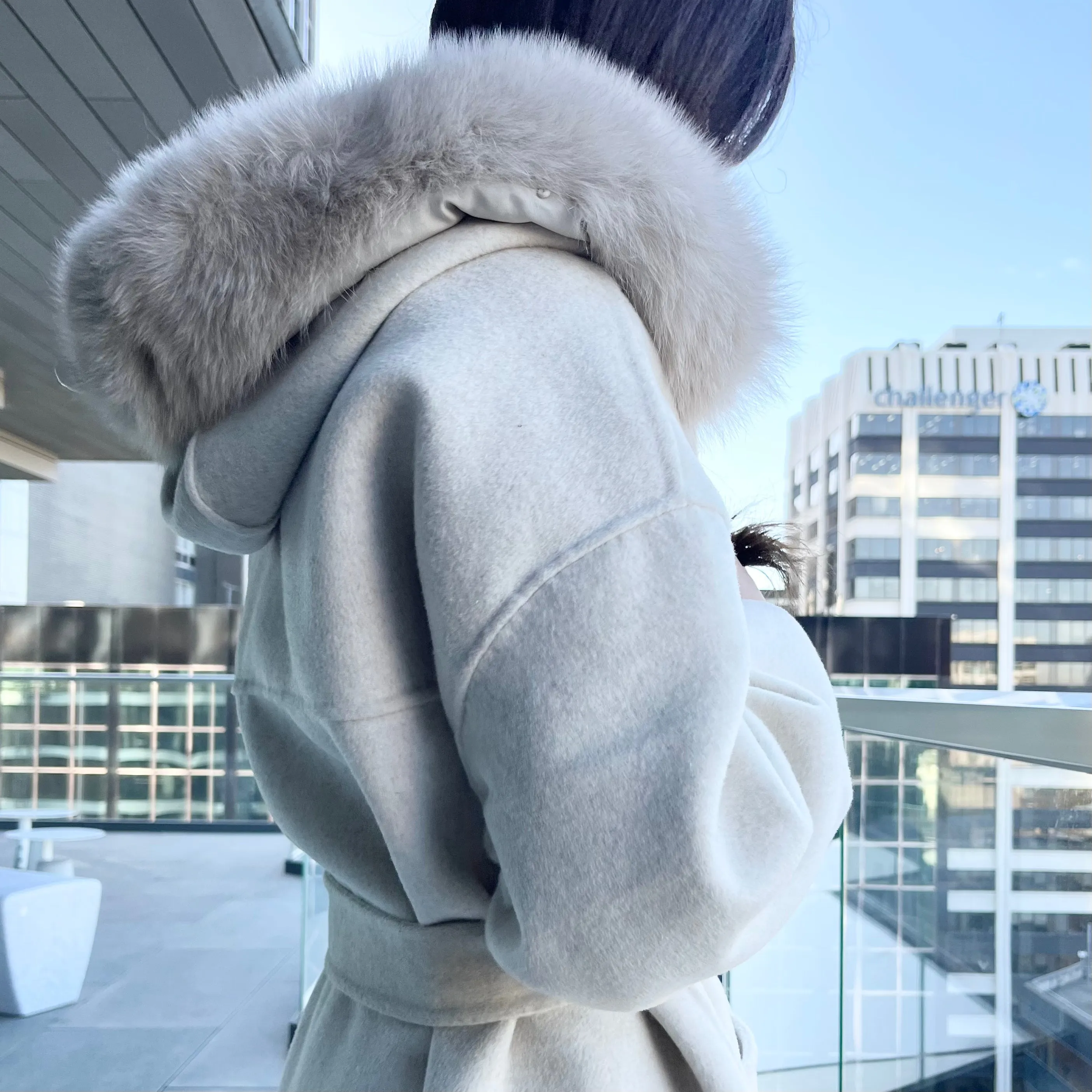 Fur Hoodie Handmade Wool Coat - 100% Wool