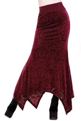 Genesis Burnout Velvet Maxi Skirt [WINE]