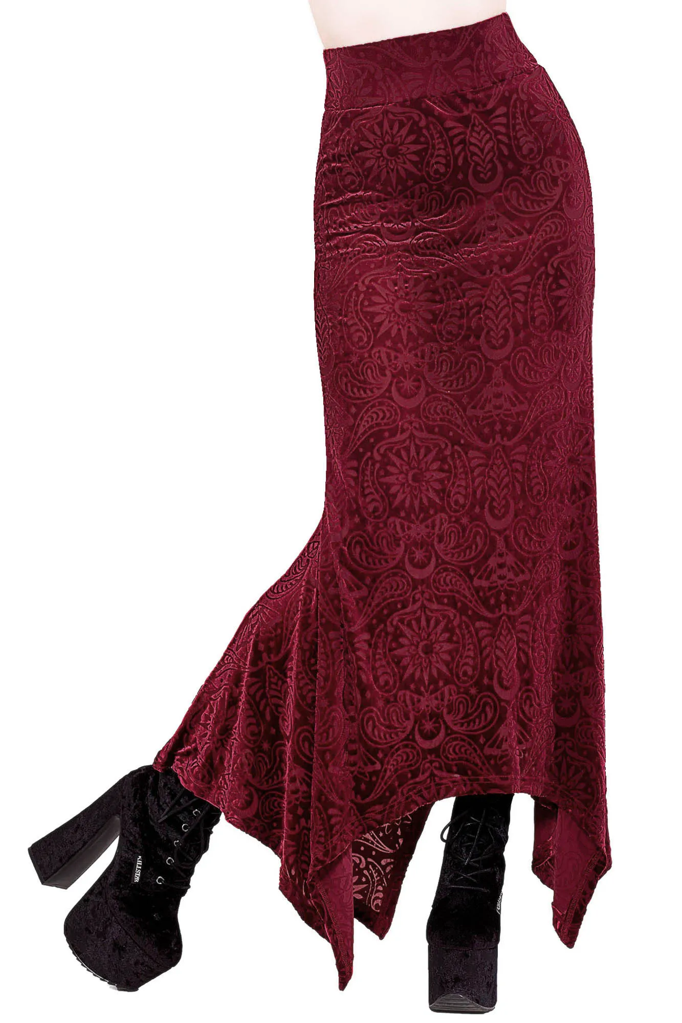 Genesis Burnout Velvet Maxi Skirt [WINE]