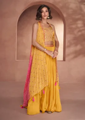 Golden Yellow Premium Silk Designer Party Wear Lehenga Choli