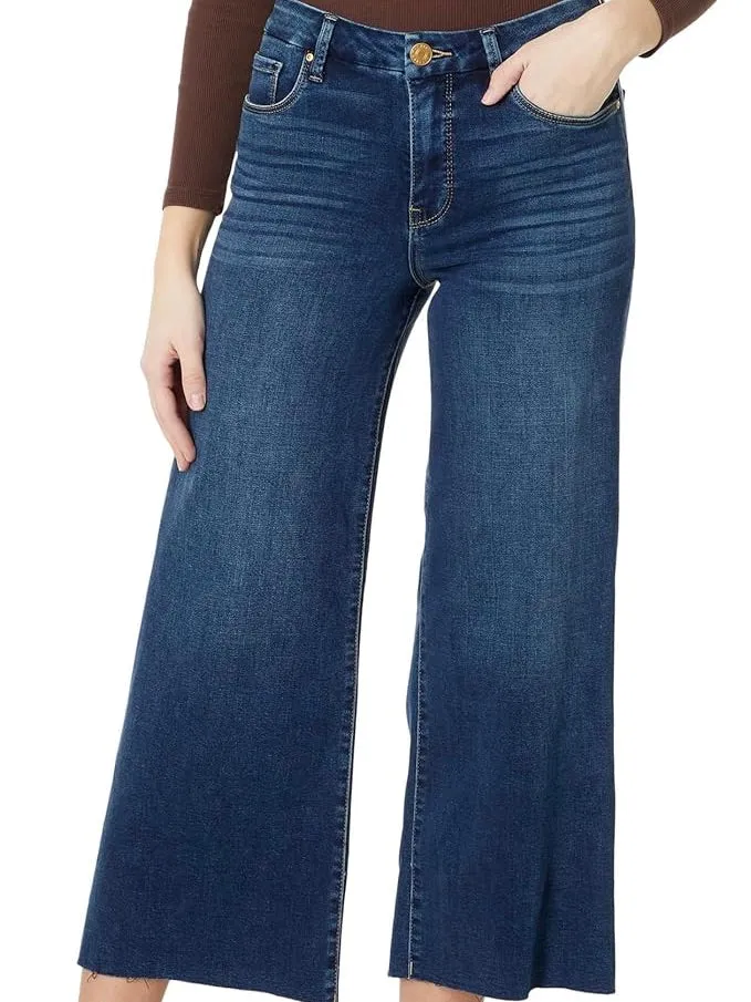 Kut Jeans : Meg High Rise Fab Ab Wide Leg Raw Hem