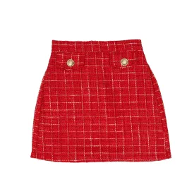 Leah Red Tweed Skirt