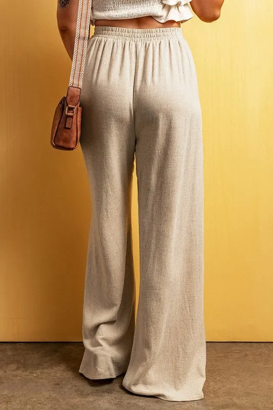 Linen floor length wide leg pants