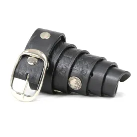 Milwaukee Leather MP7123 Men's Cross Hatch & 5 Cent Buffalo-Black Genuine Leather Belt w/ Interchangeable Buckle-1.5 In Wide