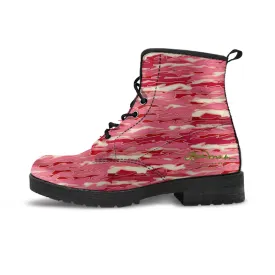 Pink Camouflage Lava Leather Boots (Vegan)