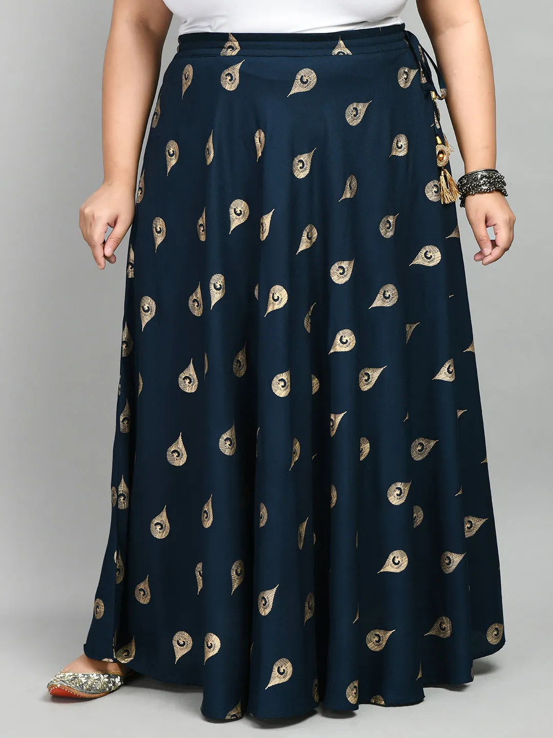 Plus Size Teal Treasure Plus Size Gold Skirt