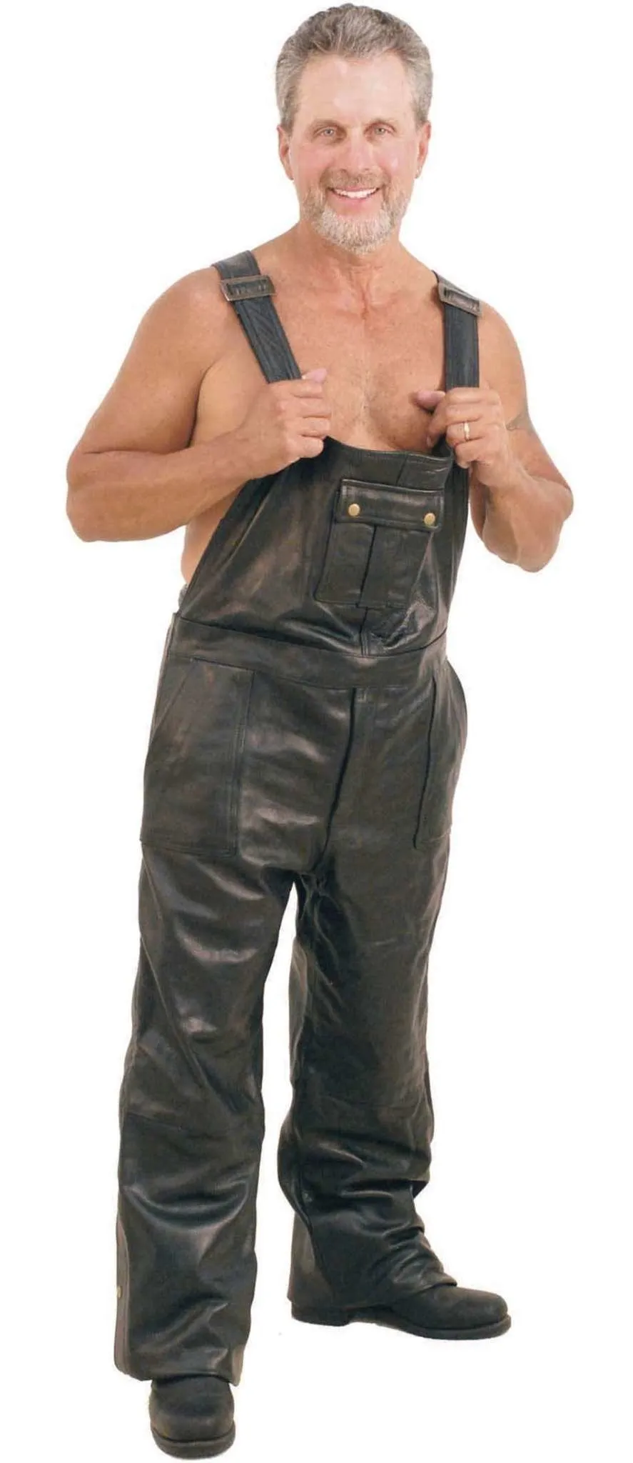 Premium Leather Bib Overalls w/Snap Pockets #MP5812ZK