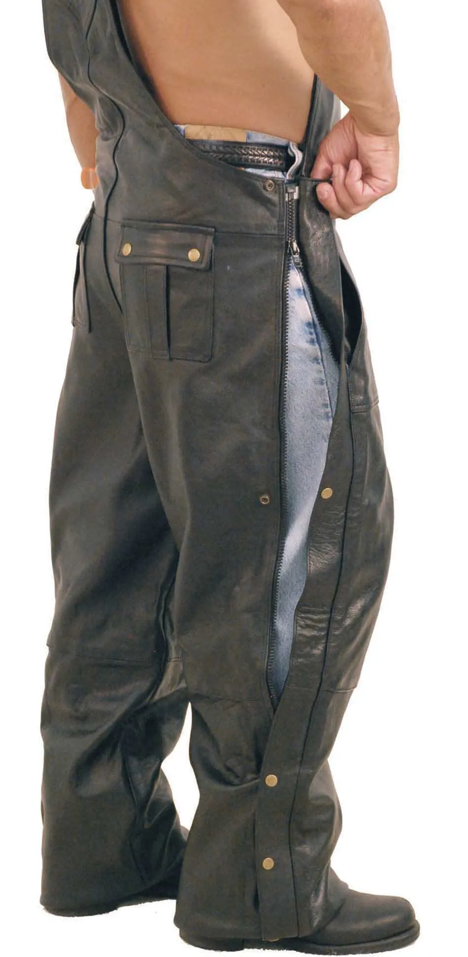 Premium Leather Bib Overalls w/Snap Pockets #MP5812ZK