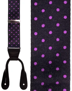 "Manhattan" Black & Pink Dots Suspenders