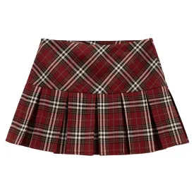 Red Plaid Grunge Pleated Skirt