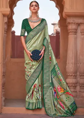 Shades Of Green Paithani Silk Saree