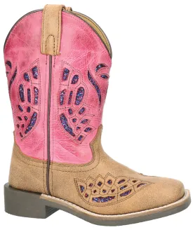 Smoky Mountain Children Girls Trixie Brown/Pink Leather Cowboy Boots