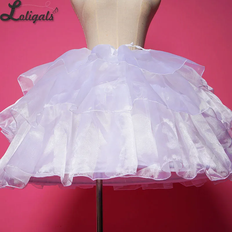 Sweet Lolita Covertible Hoop Skirt Black/White Short Cosplay Petticoat Underskirt