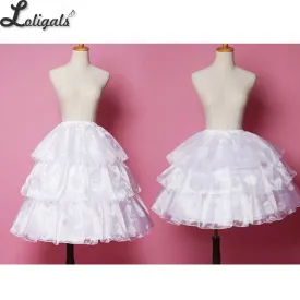 Sweet Lolita Covertible Hoop Skirt Black/White Short Cosplay Petticoat Underskirt