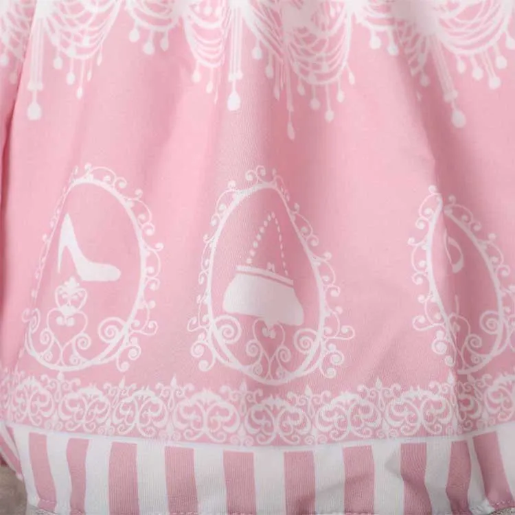 Sweet Pink Lolita Crystal Chandelier Printed A Line Skirt for Lady