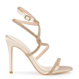 Teagan - Crystal Rope Gold Strappy Bridal Heels