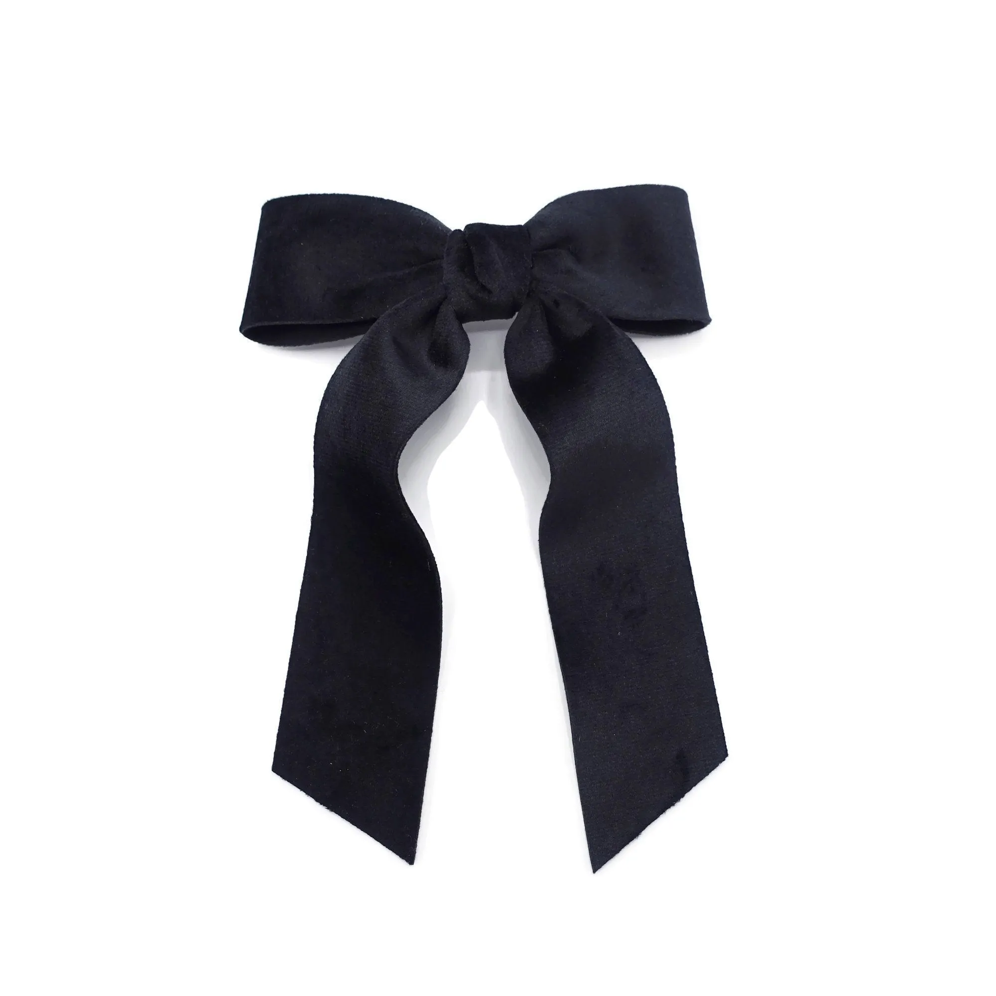 velvet fabric hair bow with tail double faced velvet basic women hair accessory