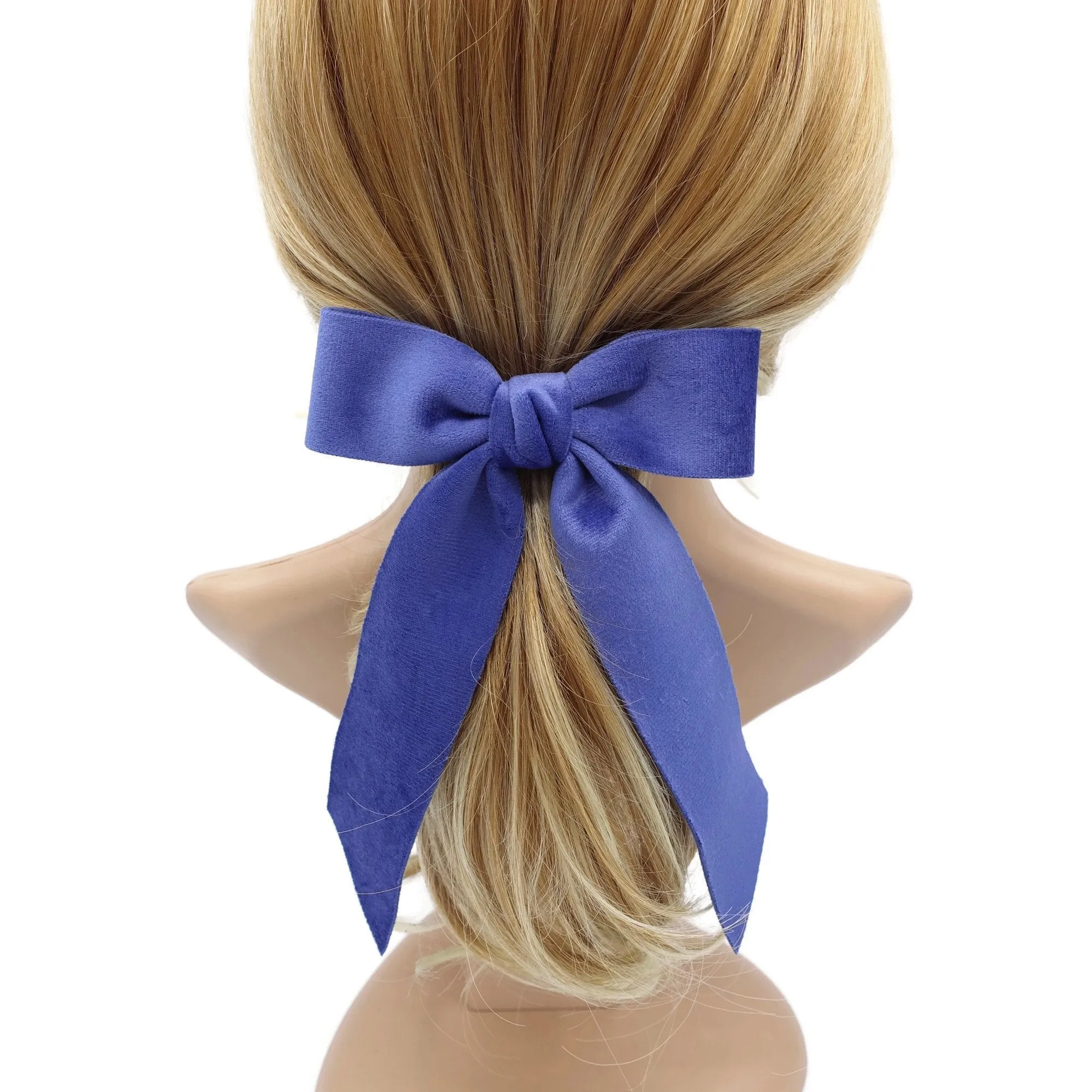 velvet fabric hair bow with tail double faced velvet basic women hair accessory