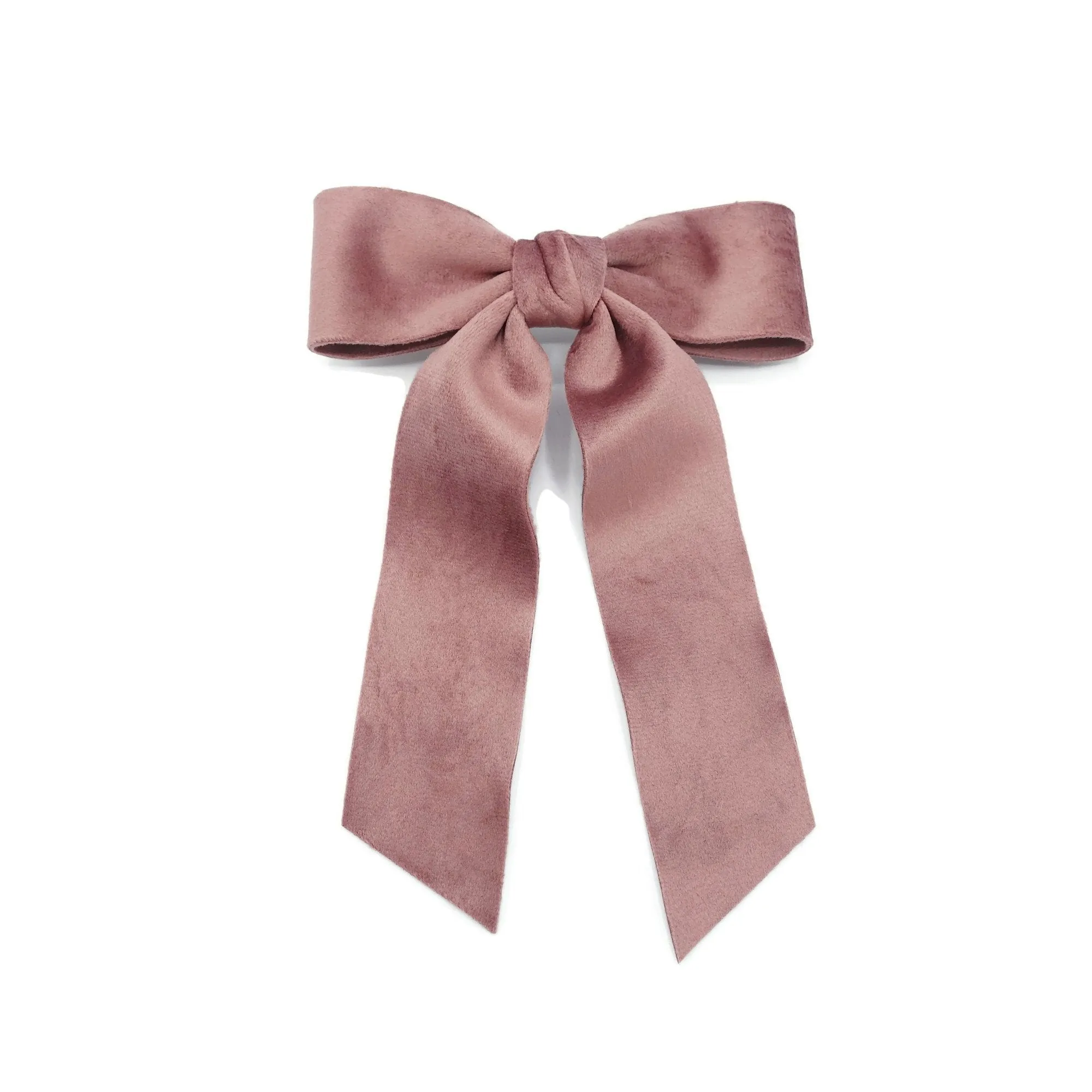 velvet fabric hair bow with tail double faced velvet basic women hair accessory